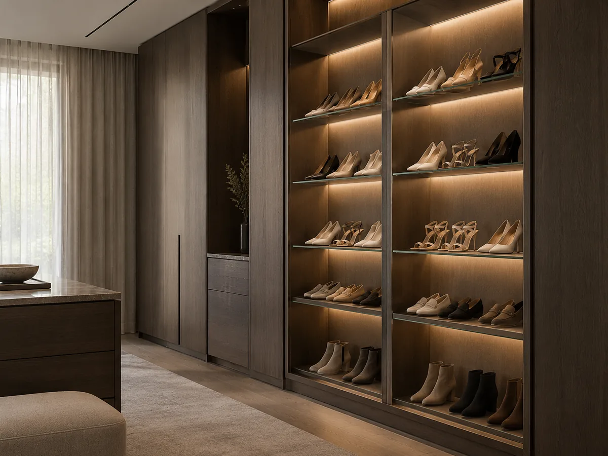 Walk-in Closet เก็บครบ หยิบง่าย ไอเดียมุมที่ 4 — ภาพไอเดียสร้างด้วย AI ไม่ใช่ภาพถ่ายผลงานจริง