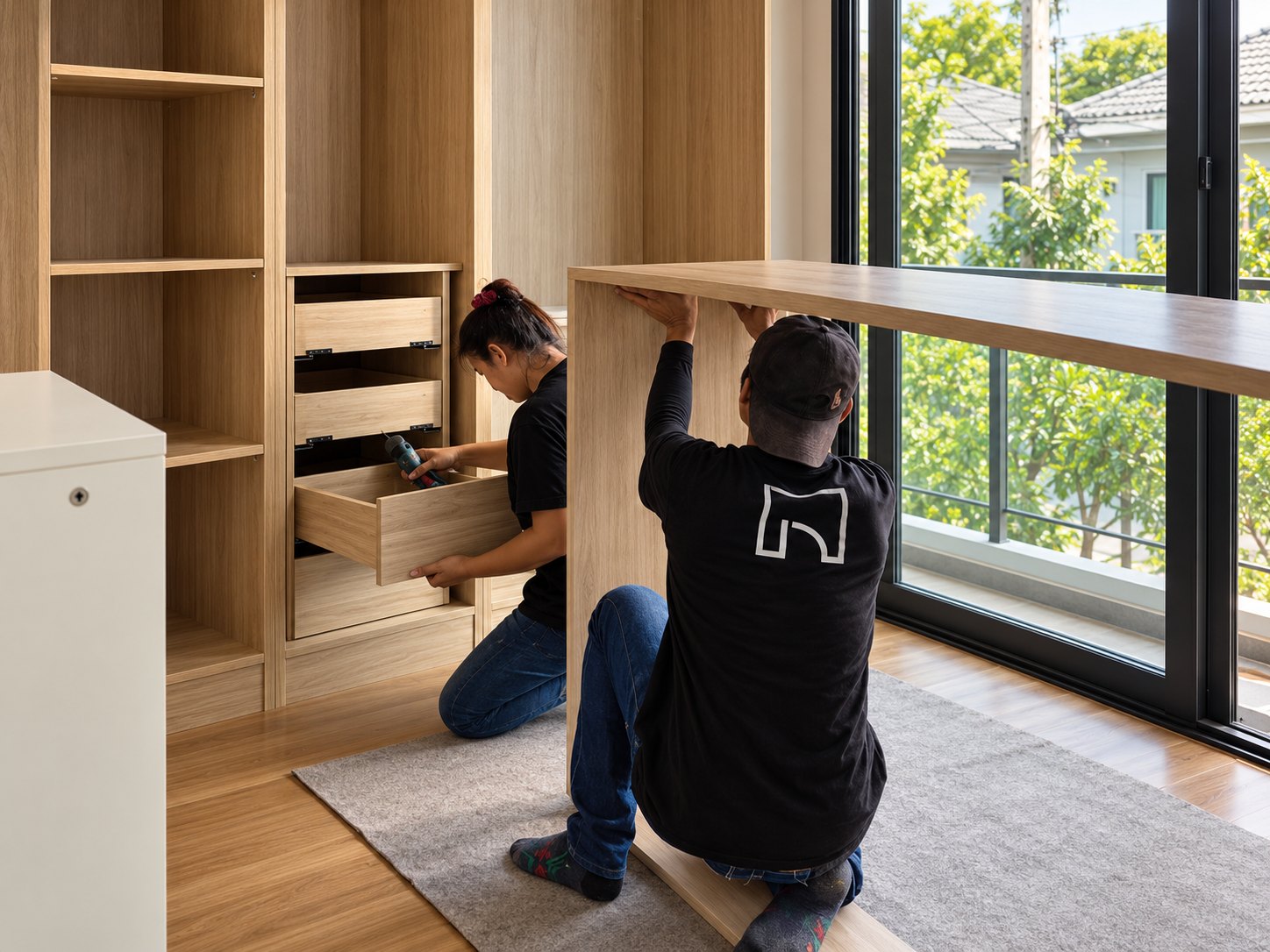 ทีมช่าง IDEA HOME ติดตั้งเฟอร์นิเจอร์ Built-in จริงหน้างาน